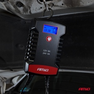 Încărcător baterie digital 12V/24V 8A AMIO PRO HOOK – Redresor baterii AGM, GEL, STD și LiFePO4 - Img 9