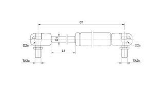 Amortizor cu gaz 800N - 82kg 785mm