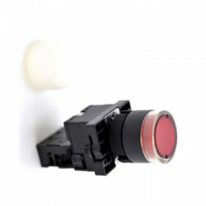Buton Push cu protectie cauciuc 22 mm, rosu
