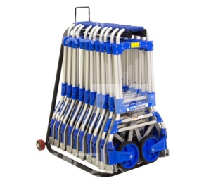 Stand 10 carucioare de mana rabatabile 100kg, H1080, roti pline, aluminiu