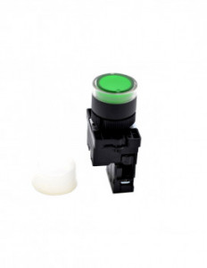 Buton Push cu protectie cauciuc 22 mm, verde