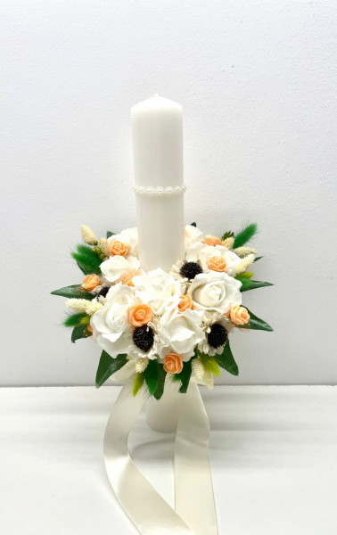 Lumanare handmade botez sau nunta, trandafiri de sapun, cod L17