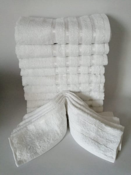 Set 10 Prosoape albe 100% bumbac Pakistanez 48x88 cm, cod P9
