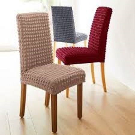 Set 6 huse elastice pentru scaune – material creponat, design simplu, fără volane