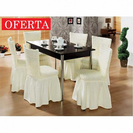 Set 6 huse scaune, elastice si creponate, cu volane