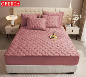 Set Husa pat dublu/Cuvertura groasa 140x200cm, cu elastic si 2 fete de perna