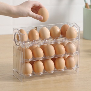 Organizator pentru 30 de ouă, cu 3 niveluri, pentru ușa frigiderului – transparent