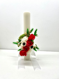Lumanare handmade botez sau nunta, trandafiri de sapun, cod L8