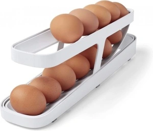 Organizator pentru ouă cu două straturi, pentru ușa frigiderului, 36 × 8,2 × 10 cm – alb