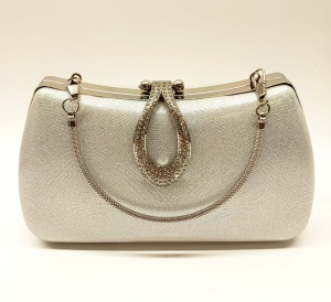 Geanta ocazie clutch silver white, cod G8