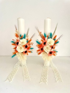 Set 2 lumanari nunta, flori naturale uscate, cod SL29