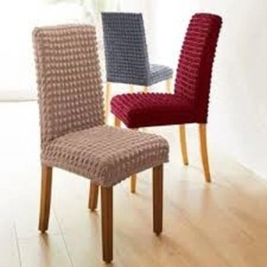 Set 6 huse elastice pentru scaune – material creponat, design simplu, fără volane