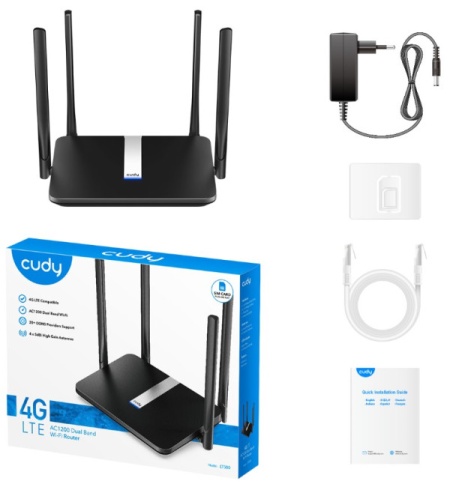 Cudy LT500 4G LTE AC1200 Dual Band MESH Wi-Fi Router CPE Dual band 2.4+5Ghz, 1W/4L 10/100, 4x Antena