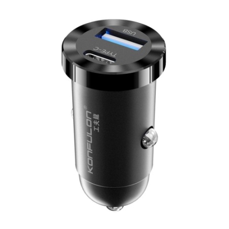 KONFULON C79 auto punjač C79 12W USB A + Type C CRNI