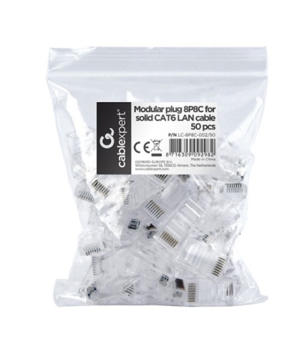 LC-8P8C-002/50 Gembird CAT6 UTP Modular plug 8P8C 30u gold plated RJ45, 50 u pak /CENA PO PAKOVANJU