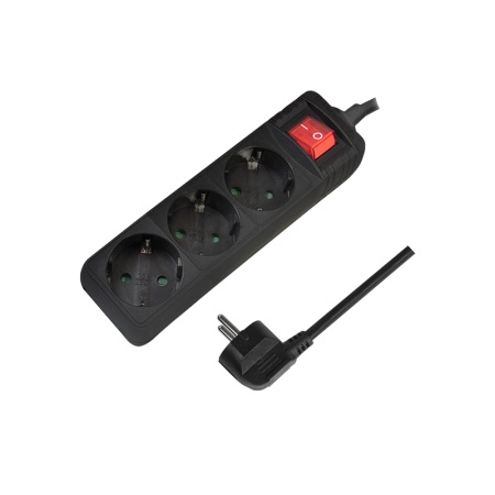 Logilink produžni kabl 3 mesta, prekidač, 1.5m, crni