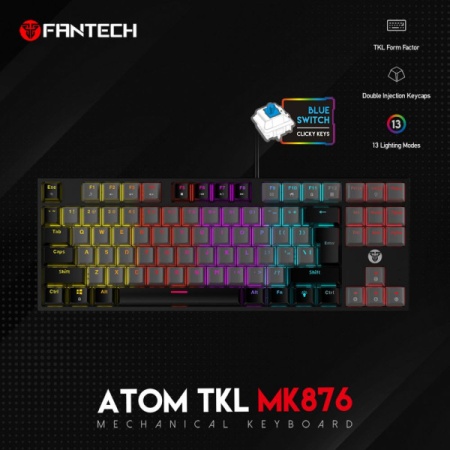Tastatura USB Fantech MK876 RGB Atom TKL (Blue switch) US crna