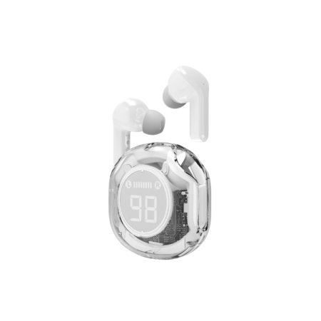 TWST-01-W Gembird bluetooth V5.4 slusalice, TWS, LCD, Transparent, white