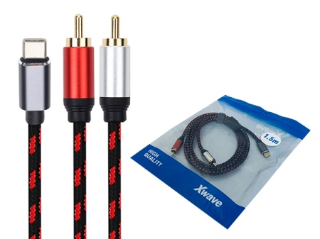 Xwave Audio kabl Tip C na 2 RCA 1,5m