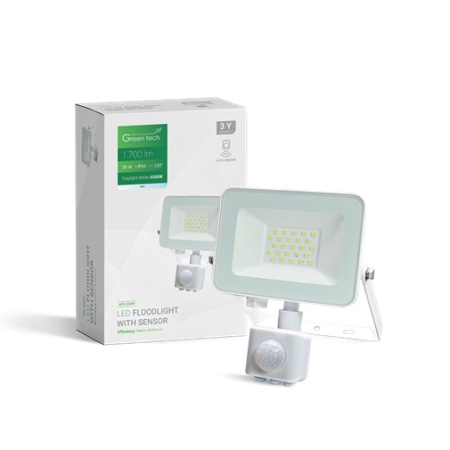 LED REFLEKTOR SA SENZOROM 20W 6500K 1700lm IP65 BELI GREEN TECH