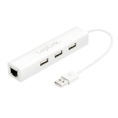 Logilink HUB USB 2.0, 3 port, 1 LAN, mrežni adapter