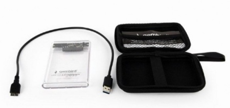 EE2-U3S9-6 Gembird USB 3.0 Externo kuciste za 2.5 SATA hard diskove 9,5mm transparentni + futrola A