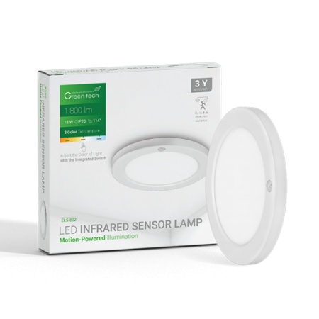 LED PLAFONJERA SA SENZOROM 18W 3/1 GREEN TECH