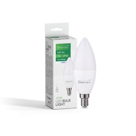 LED SIJALICA E14 7W 6000K C37 IP20 Sanan chip GREEN TECH