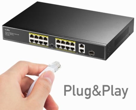 Cudy FS1018PS1 16-Port 10/100M PoE+Switch, 1Gbit Uplink + 1Gbit Combo SFP Port, 200W( PFS4218-16ET-