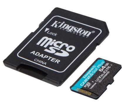 KINGSTON Memorijska kartica U3 V30 microSDXC 64GB Canvas Go Plus 200MB/s A2 + adapter SDCG4/64GB