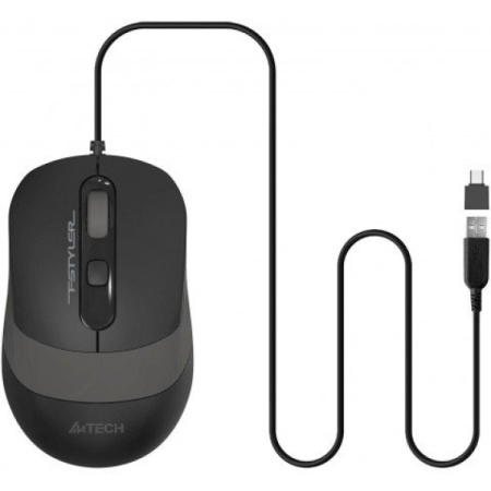 A4-FM10T A4Tech Fstyler opticki mis 2.4Ghz, 125Hz/600-1600Dpi, 108mm, Silent, 4-but, USB-C/A, GREY