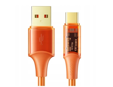 MCDODO CA-2093 KABL 6A, USB-A na TIP-C, DUŽINA 1.8m, ORANŽ, Transparent