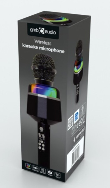 MICBT-01-BK Gembird bezicni karaoke mikrofon sa zvucnikom 3W, LED, black
