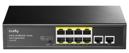 Cudy FS1010P 8-Port 10/100M PoE+ Switch, 2 Uplink 10/100M, 120W, 250m,4KV steel (Alt.PFS3009-8ET-96)