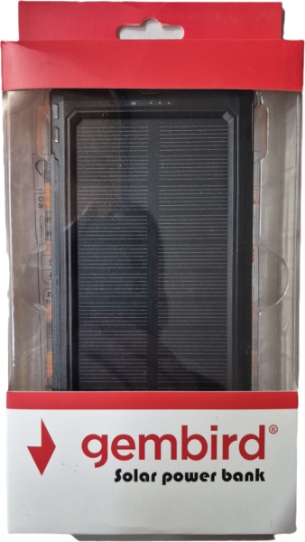HRD-T12 ** Gembird solar power bank 12000mAh 2xUSB, 1xType-C, LED, kompas (999)