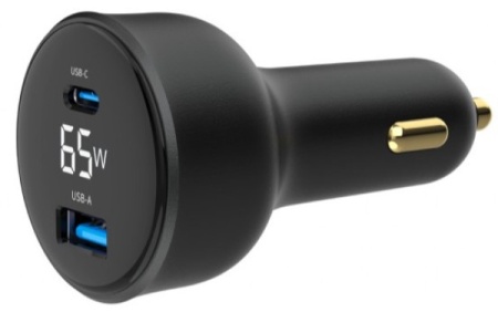 TA-UC-AC2PD65LCD-CAR-01 Gembird 2-port USB brzi punjac za auto, Type-C PD, LCD, 65W, black