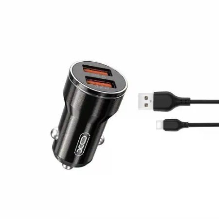 XO Auto punjač metalni CC48 2.4A + Type-C kabl 2*USB crni