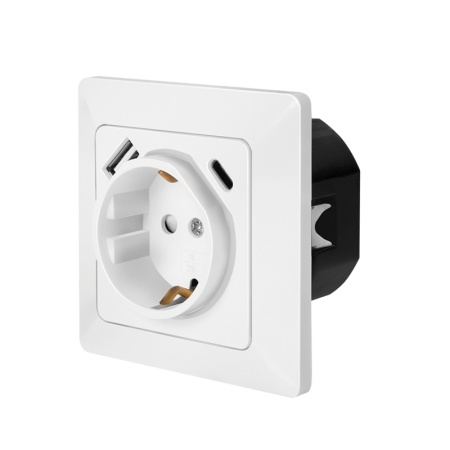 Logilink uzidna utičnica šuko, 1 USB-A, 1 USB-C