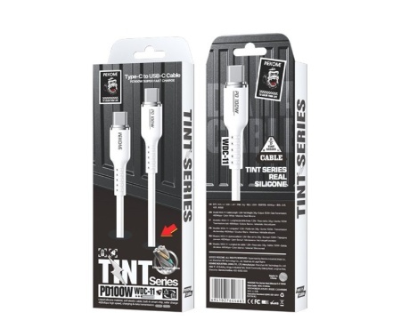 WEKOME WDC-11 Kabl 3.1 USB tip C M/M 1.2m, za Super brzo punjenje 100W/480Mbps, Silicon Soft, beli