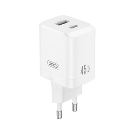 XO Kućni punjač od 45W (USB-C + USB-A) CE36, Beli (sertifikovani punjač)
