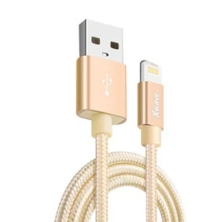 Xwave Kabl USB IPHONE 1.2M 3A,lightning aluminium,upleteni zlatni