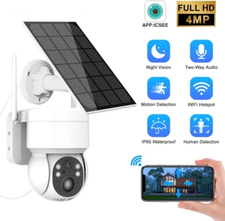 CAM-IP4MP-T13-4G GMB Solar kamera 4 mpix microSD iCSee xmeye app Two-way voice PTZ ip66 3.6mm
