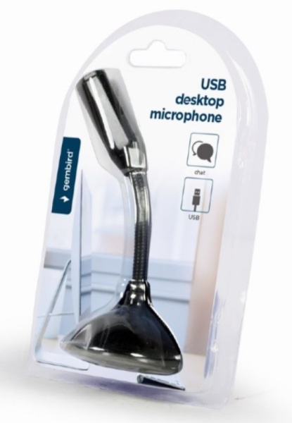 MIC-DU-02 Gembird Desktop mikrofon na USB, savitljivo telo, black