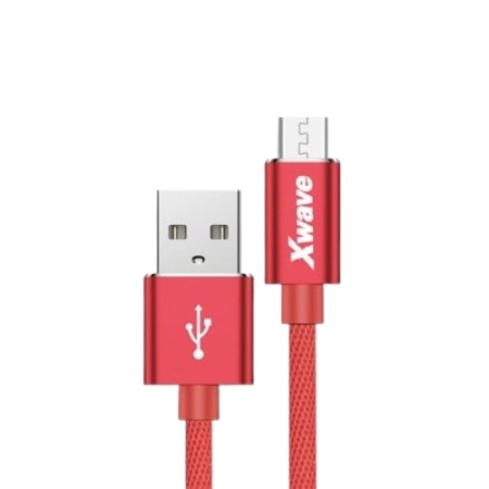Xwave Kabl USB2.0 na Micro USB 2M,2A,aluminium,upleteni,crveni