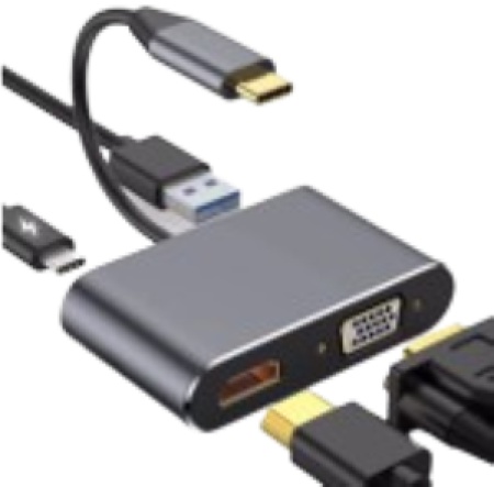 Adapter Stars Solutions USB-C na HDMI/VGA/USB/PD sivi