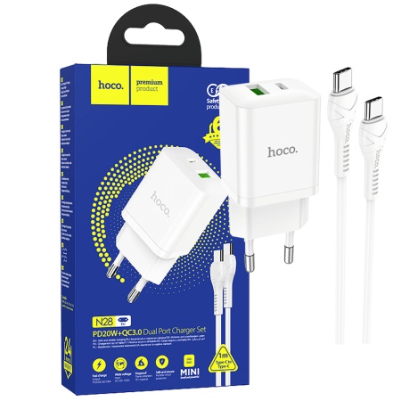 hoco. Punjač kućni sa tip C kablom, brzi, PD20W, QC3.0 - N28 Founder, tip C