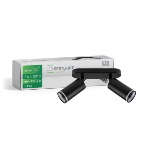 LED SPOT SVETILJKA GU10 2kom CRNA GREEN TECH