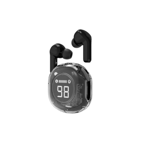 TWST-01-BK Gembird bluetooth V5.4 slusalice, TWS, LCD, Transparent, black