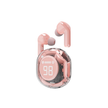 TWST-01-PK Gembird bluetooth V5.4 slusalice, TWS, LCD, Transparent, pink