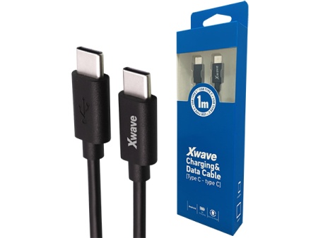 Xwave Kabl Tip-C muški na Tip-C muški 1M 3A 5Gbps,blister,PVC crni - Img 1
